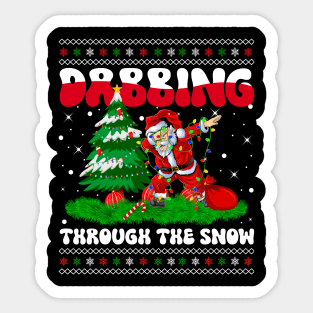 Dabbing Through The Snow Santa Christmas Lights Dabbing Santa Sticker